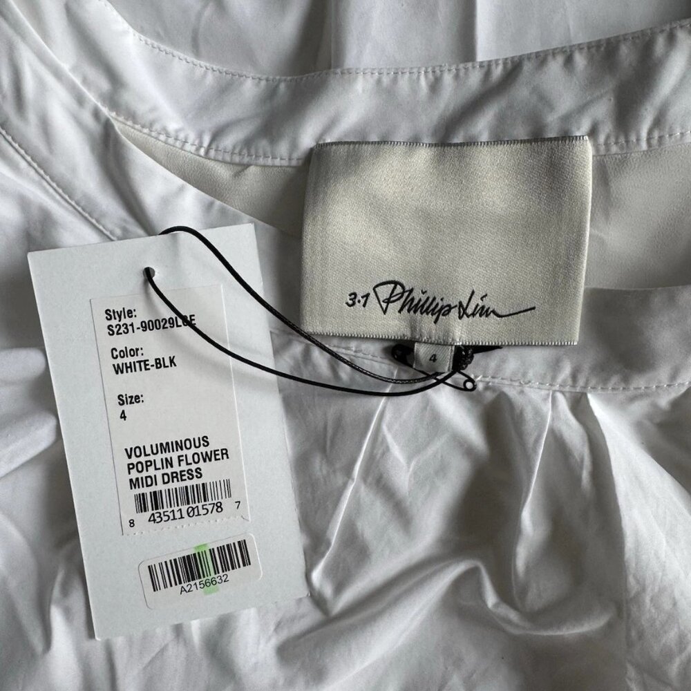 NWT 3.1 PHILLIP LIM One-shoulder ruffled poplin midi dress white sz 4 $750 - Picture 5 of 6